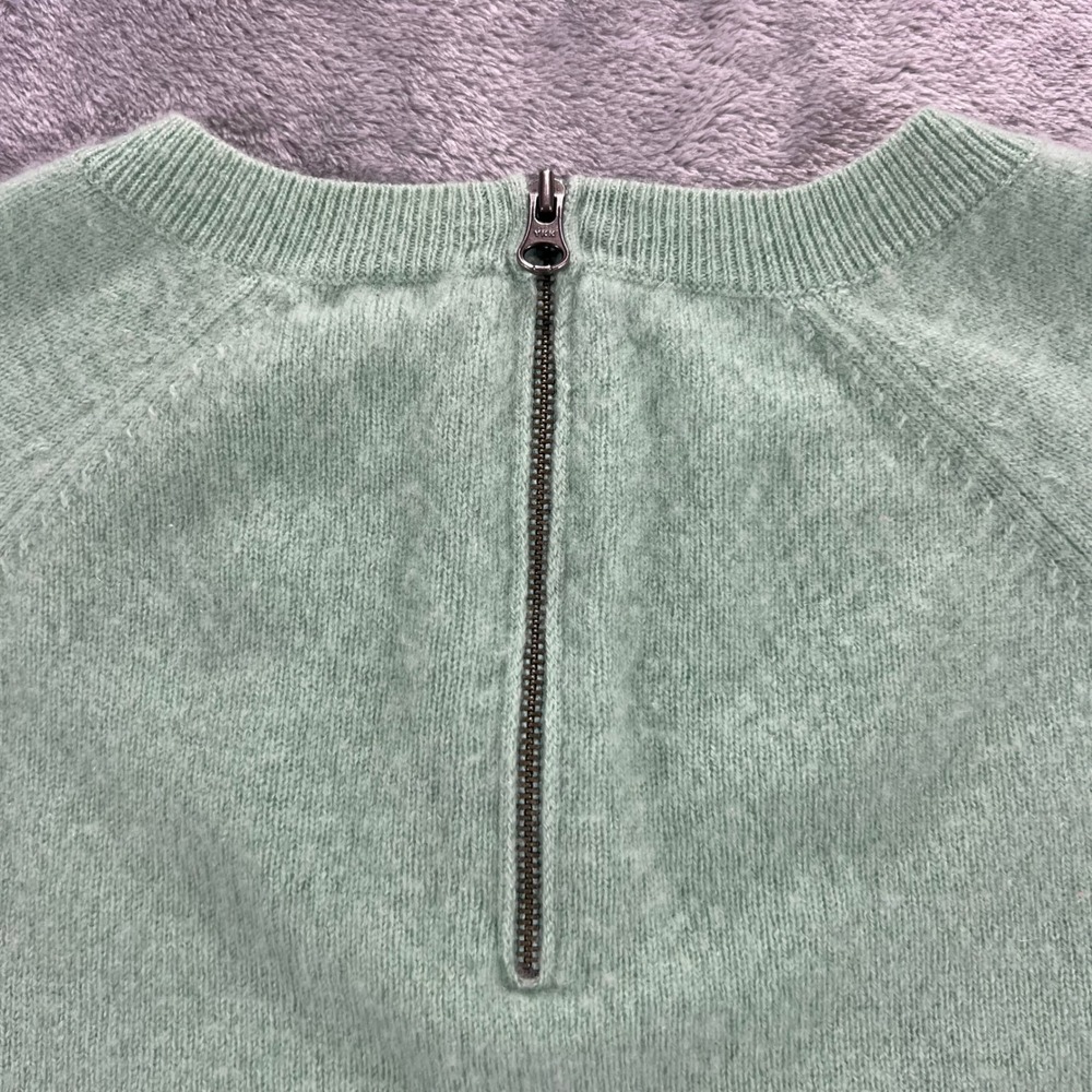 HALOGEN 100 Cashmere Sweater Womens Small Green Fair Back Zip Pullover Cozy - Picture 15 of 16